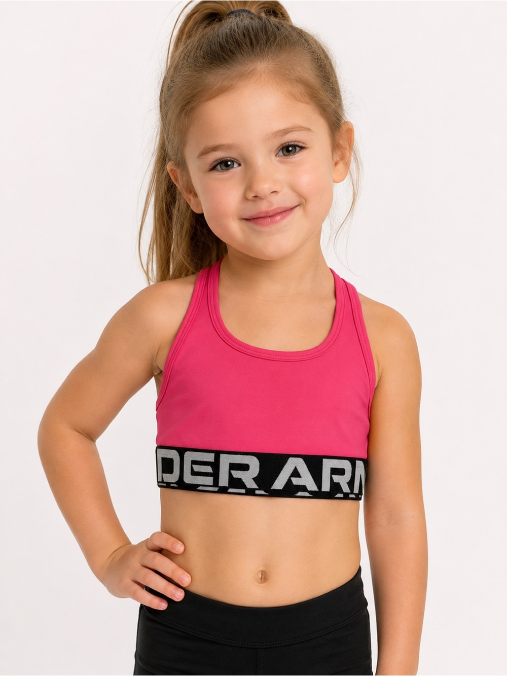 Under Armour Girls Small Hot Pink Sports Bra Crop Top NWT
